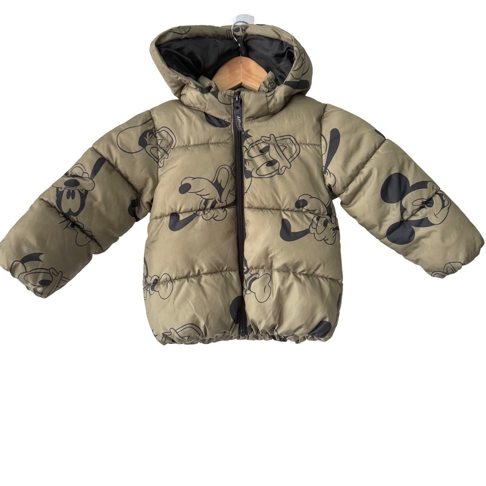 H&M x Disney Kids Puffer Jacket - Olive Mickey & Friends